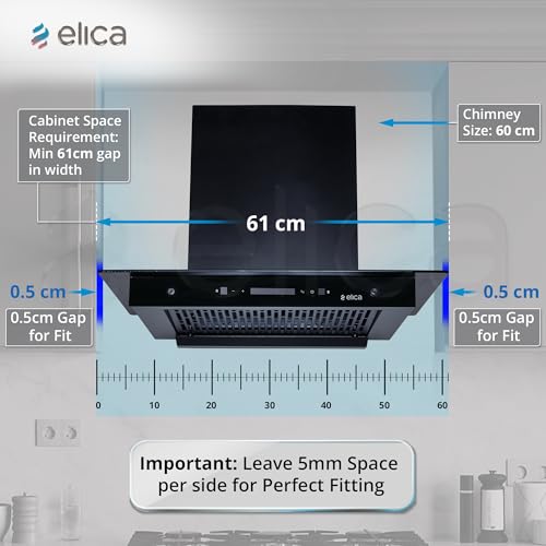 Image of Elica 60cm 1500 m3 /hr BLDC Filterless Autoclean Kitchen Chimney | 15 Years Motor and 5 Years Comprehensive Warranty | FLAT FL 600 BLDC HAC LTW MS NERO | Black | 9 Speed Touch Control + Motion Sensor