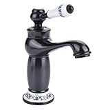 Ceramic Antique Brass Faucet Bathroom Sink Faucet Blue White Porcelain Long Neck Vintage Faucet...