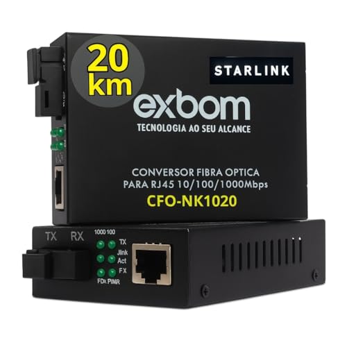 Par Conversor Mídia Fibra Óptica 20km A+b Gigabit Rj45 1gb