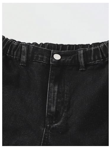 GORGLITTER Girl's Baggy Jeans Raw Hem Wide Leg Denim Pants Elastic High Waist Distressed Trousers3