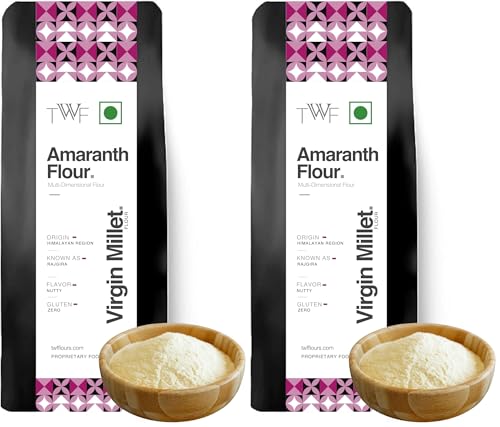 Image of TWF Virgin Amaranth Flour | 5 Kg | Stone Ground Rajgira Atta | Naturally Gluten-Free | Fiber-Rich | Not Pulverised | Ramdana Atta | Rajgira Peeth | Millet Flour | Ideal for Fasting | Vrat | Upvas | Soft Puffed Rotis, Baking & Gut Health