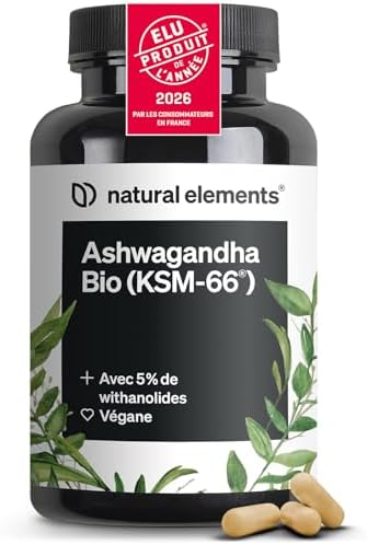 Ashwagandha Bio KSM-66 en Gélules Extra Fort 600mg par dose journ...