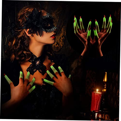 BESTOYARD 150 Peças Berços De Dedo Brilham No Escuro Dedos De Bruxa Unhas Falsas De Bruxa Cosplay De