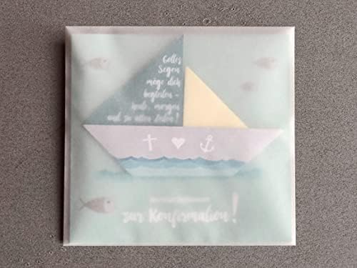 Confirmation Card Money Gift with Hand Folded Boat Blue/Turquoise - View 7