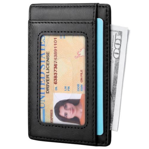 Image of Travelambo Slim Wallet Front Pocket Minimalist Leather RFID Blocking Medium Size