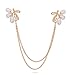 OBONNIE Natural Pearl Fruit Gold Leaf Flower Life Tree Brooch Pin Collar Pin Lapel Pin with Chain