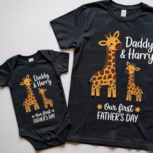 Personalized Our First Father's Day Together Matching Design Shirts and Onesie 14