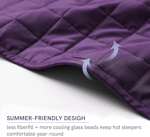 Image of YnM 10lbs Weighted Blanket for Adults, Cotton Heavy Bed Throw Blanket with Cooling Glass Beads for All Season Use, Ideal for ~90lbs (48x72 Inches, Twin /Full, Fuchsia Purple)