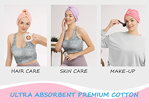 Gelvaris Home Cotton Hair Towel Wrap For Long Hair 28'' X 10'' Inch | Super Absorbent | Hair Towels For Women Wet Hair | Not Microfiber | Rapid Drying Towel For Hair, Quick Dry Hair Turban (Blue) #TOP3