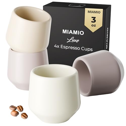 MIAMIO - Espresso Cups Set of 4 / Mug, Ceramic (3oz) - Luxe (Cream Rose)