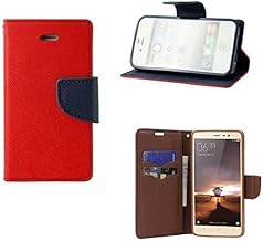 Coverage Mercury Wallet Flip Cover for Vivo Y55L - Red