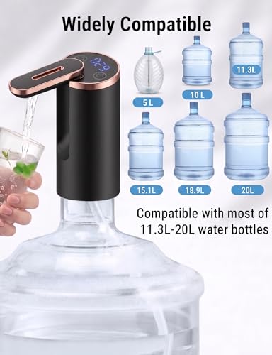 Image of Automatic Water Dispenser Pump for 20 Litre Bottle | Portable USB Rechargeable Water Dispenser Pump, for Outdoor,Office & Home| Led Matrix Display |Color-Jet Black