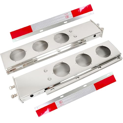 30in Length Stainless Steel Straight Spring Loaded Mud Flap Hanger Bracket Mudflap Holder Set 2.5in Bolt Spacing with Aluminum Reflective Tapes and Light Cutouts fit for Semi Trucks (Round Cutout) by JESONN - Used condition - US$80.68