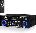 Amplis Amplificateur Stéréo Bluetooth 5.3 1000W Puissance Maximale avec Radio FM et Micro, Système Audio Hi-Fi 2.0 Canaux 50W+50W RMS, Contrôle Basse/Aigus pour Maison, Voiture, Karaoké, TV