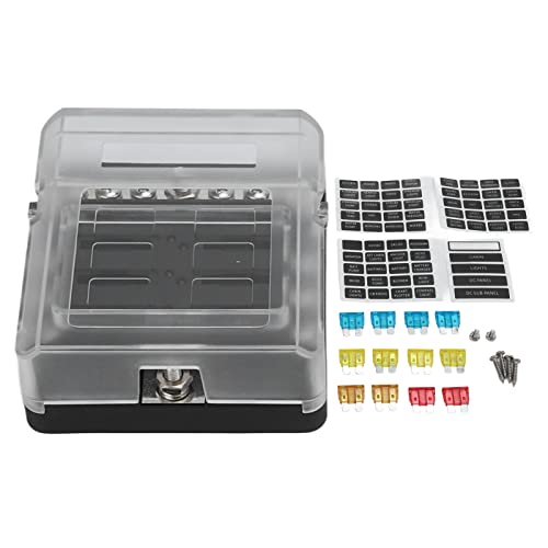 Aramox Painel de fusíveis, bloco de fusíveis de 6 vias 1 em 4 fora 100A 12-24V LED indicador de lâmi