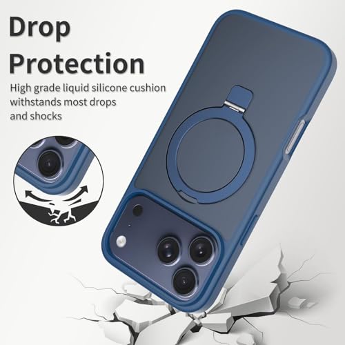 Image of iPhone 17 Pro Magsafe Stand Case | Matte Design & 360 Protection | Military-Grade Apple iPhone 17 Pro Cover | Ultra Premium - Blue