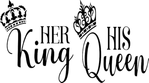 HER King, HIS Queen-(2 Pack)-Vinyl Decal Sticker-Truck-CAR-Van-SUV-Window-Wall-Cup-Laptop-ONE 5 INCH HER King and ONE 5 INCH HER Queen Decal Sticker(2PACK)-DS10010