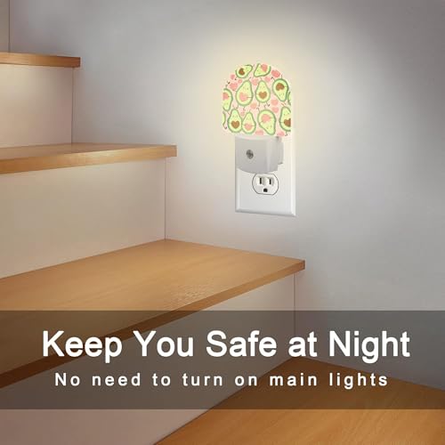 Image of Cute Pink Avocado Night Light for Kids, Heart Shaped Avocado Night Light Plug in with Dusk to Dawn Sensor, 0.5w Energy Saving Sleep Friendly Nightlight for Hallway Stairway Kitchen Bedroom