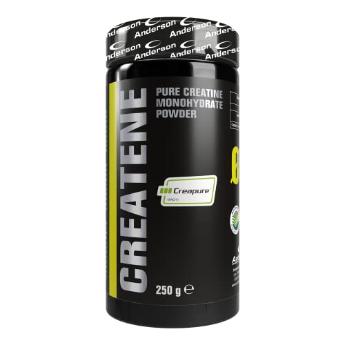 Anderson® Creatina Monoidrato 100% Creapure®250 g - Potenziamento Energetico, 73 dosi x 3.4 g - CREATENE, Pure Creatine Monohydrate Powder