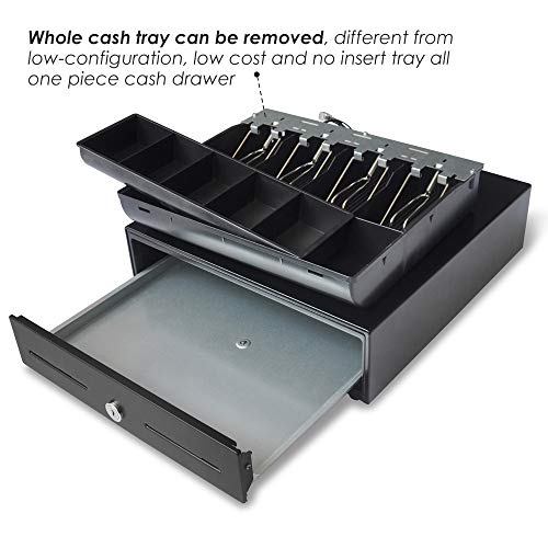 Beelta 13" Pos Cash Register Drawer With Removable Tray,4Bill/5Coin,Rj11/Rj12,Key Lock,Dc24V,Bk1313B #TOP2