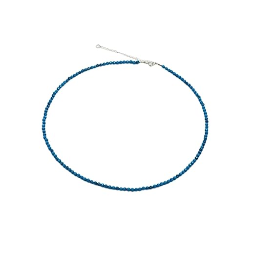 Mandala Esotérica, Colar Choker em Pedra Turquesa Facetada 3mm