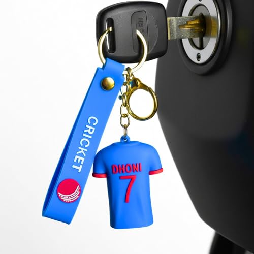 3D Rubber Indian Famous Cricket Miniature Keyring with Jersey Key...