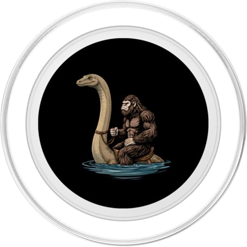 Bigfoot chevauchant Le Monstre du Loch Ness Funny Cryptid PopSockets PopGrip pour MagSafe – vue 2