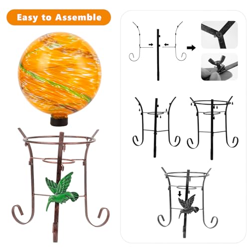 VEWOGIFT 10 Inch Glass Gazing Ball, with 9.4" Tall Metal Gazing Globe Stand, Glass Balls Display Holder Set for Outdoor Garden Lawn Yard Decoration, Sunset Sky by VEWOGIFT - Image 4