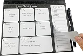 Magnetic Weekly Meal Planner and Shopping List Pad for Fridge - 52 Pages - Tear off Weekly Grocery List - Convenient Pen & Pen Holder - 9'' x 7.5'' - Boutique Design