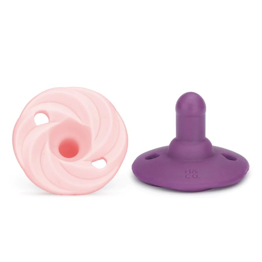 Image of Doodle & Co. Holland Classic Pacifier for New Born Babies | BPA Free Natural Nipple Shape 100% Silicone for Infants | Helps Promote Healthy Oral Development | 0-3 Months | Plum /Blush