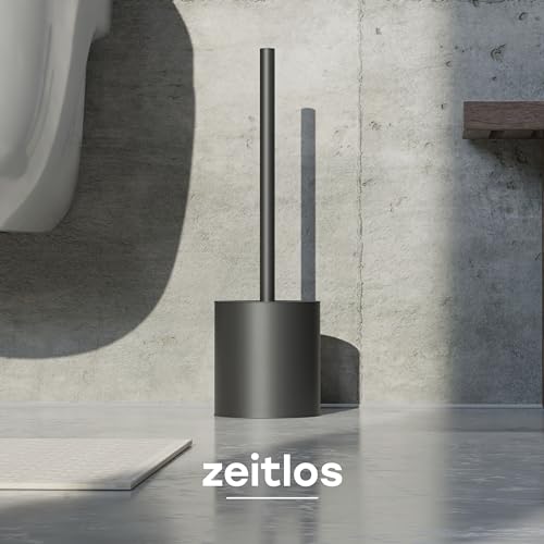 SAVEGA - Klobürste Silikon Edelstahl - Antibakterielle Toilettenbürste mit stilvollem WC Bürstenhalter - Design WC Bürste Silikon mit Spritzschutz - Klobesen - Toilet Brush (Schwarz)