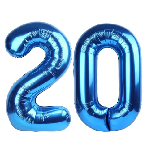 Image of Number Balloons Dark Blue 20 Balloon 40 inch for 20th Birthday Decoration | Saturated Color, Large 40 in, With Inflation Straw & Hanging Hole, Great for Men's Party, Back-To-School Season, Pool Party