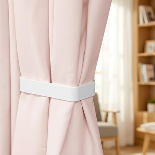 2 Stück Vorhang Raffhalter Selbstklebende Vorhanghalterungen Vorhang-Raffhalter für Vorhänge Ohne Bohren für Wohnzimmer Schlafzimmer Esszimmer Bäder Küchen Büros, Weiß
