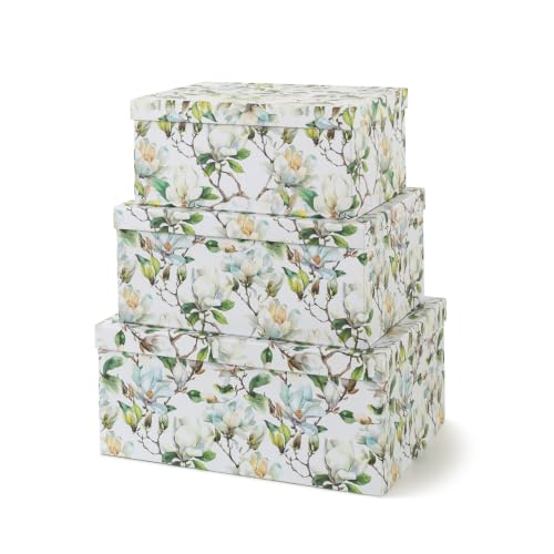 Soul & Lane - Magnolia Garden Decorative Storage Boxes with Lids, Set of 3