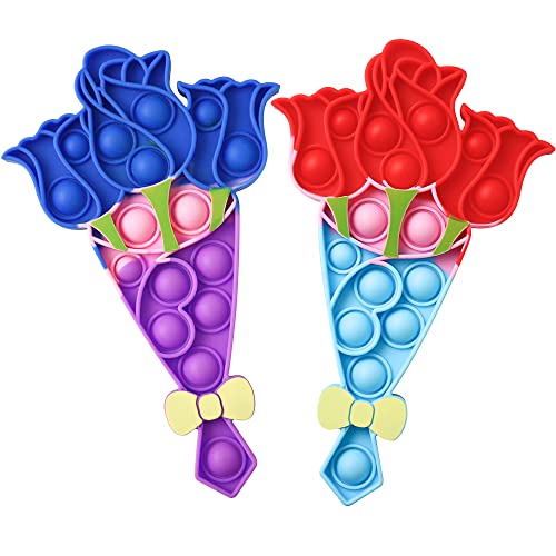 ランクチュアリー プッシュポップ ストレス発散 知育玩具 2個セット カラフル 大人 子供 おもちゃ セットJ 青い花束 赤い花束