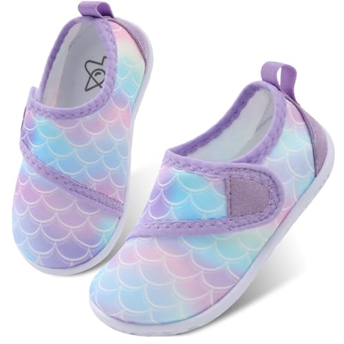 Image of LeIsfIt Toddler Water Shoes Boys Girls Barefoot Aqua Socks Kids Breathable Quick-Dry Swim Shoes for Beach Pool Surf
