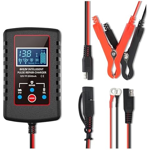 Trickle Charger for Car Battery 12V/6V,Smart Automatic Motorcycle Battery Charger with SAE Cable,Universal Battery Maintainer Car Accessories for Most Cars Trucks Motorcycles Cover