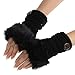 Beautyvan， Fashion Women Warm Winter Faux Rabbit Fur Mittens Wrist Fingerless Gloves (Black)