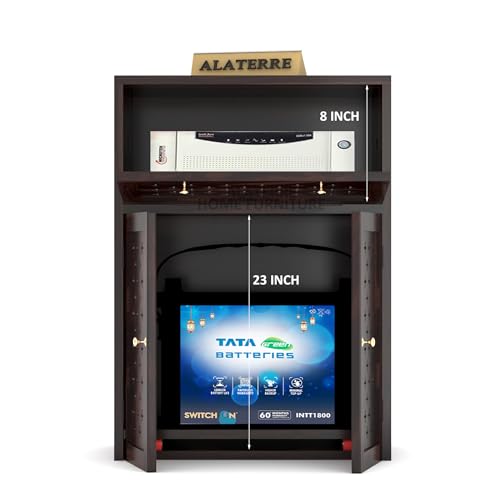 Image of Solid Sheesham Wood Inverter Battery Cabinet for Home & Office || Wooden Storage Cabinet || Electic Safety Box || Single Battery Box || Cabinet Unit || Walnut Finish
