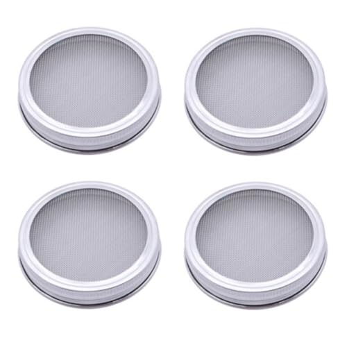 FUANA Lot de 4 pots de germination avec couvercle en acier inoxydable, 7 cm, multi-usages. Peut également être utilisé comme arroseur d'épices, de sucre, de farine ou de paillettes, passoire * 304