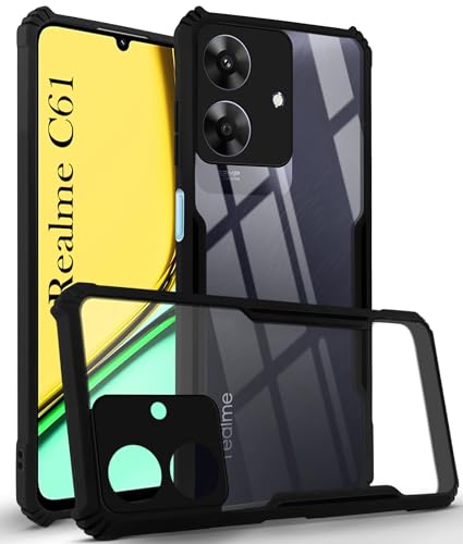 Image of Jkobi Back Cover Case for Realme C61 | Realme Narzo N61 (Polycarbonate Clear Panel with Shockproof | Professional Black)