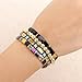 Agriajun Blue Black Tila Flat Gold Beaded Bracelets Stack Set for Women,4Pcs Trendy Handmade Miyuki Colorful Beads Stretch Bracelet Festive Outfit Accessories Jewelry Gift.