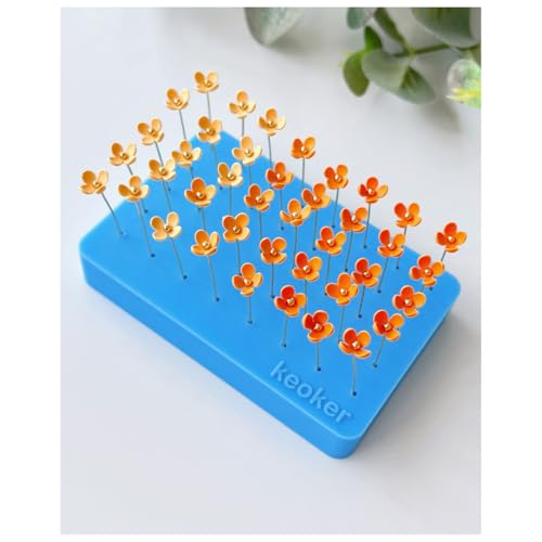 Keoker 1PC Silicone Baking Mat for Polymer Clay, Stud Earring Application Board for Standing & Painting, Polymer Clay Tool Work with Polymer Clay Earring Cutters (Blue)