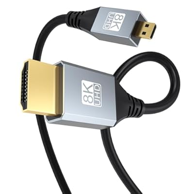 URELEGAN 8K Micro HDMI to HDMI Cable 6.6FT, Micro HDMI 2.1 Cord Support 8K@60Hz, 4K@120Hz, 48Gbps, HDR, eARC, Dolby for Raspberry Pi 4 &5, GoPro Hero 10,Canon &Sony Camera