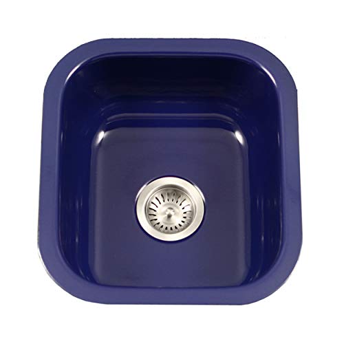 Houzer Pcb-1750 Nb Porcelain Enamel Steel Undermount 15-5/8" X 17-5/16" Bar Sink, Navy Blue #TOP14