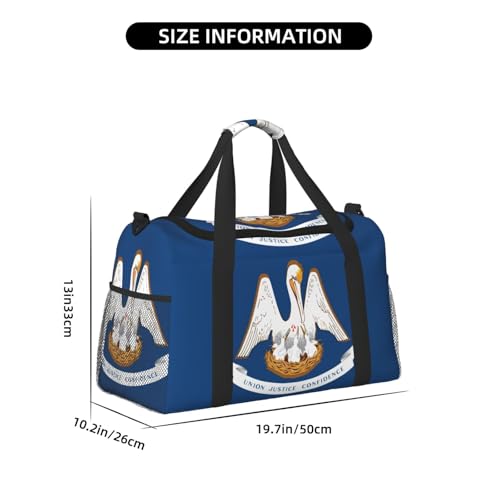 Louisiana State Flag print Travel Duffle Bag Gym Bag for Women,Puffer Tote Bag,Weekender Overnight Bag Organizer4