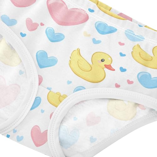 Wusikd Yellow Ducks Girls' Underwear Cotton Pink Blue Hearts Girls Briefs Soft Toddler Underwear 2T4