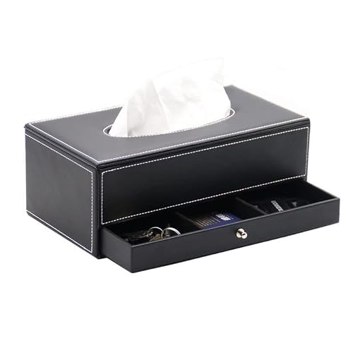 Taschentuchbox Kreatives Papierkasten Desktop -Schubladenspeicherbox Multifunktionaler Speichergewebebox Modernes einfaches Serviettenbox Rack Kosmetiktücherbox (Color : Schwarz)
