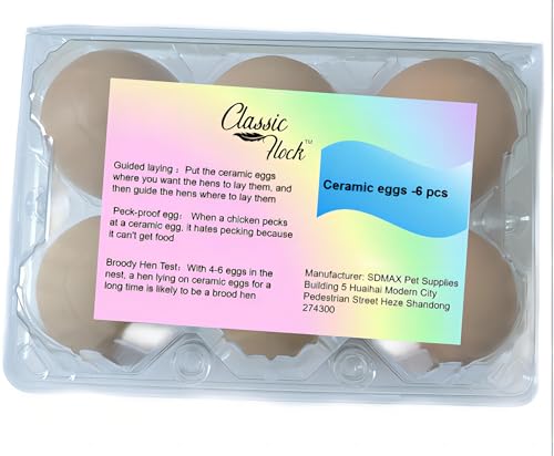 Poultry Artificial Eggs - Guided Laying for Chicken Coops, Peck-Resistant Ceramic Eggs, and Broody Hen Test,6 pcs/Bag