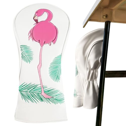 Golf Club Wood Head Covers Magnetic for Long Cover Driver Hybrid Fairway Value 1 Pack Set,Golf Headcovers Stylish Pattern with Interchangeable (White,Driver)